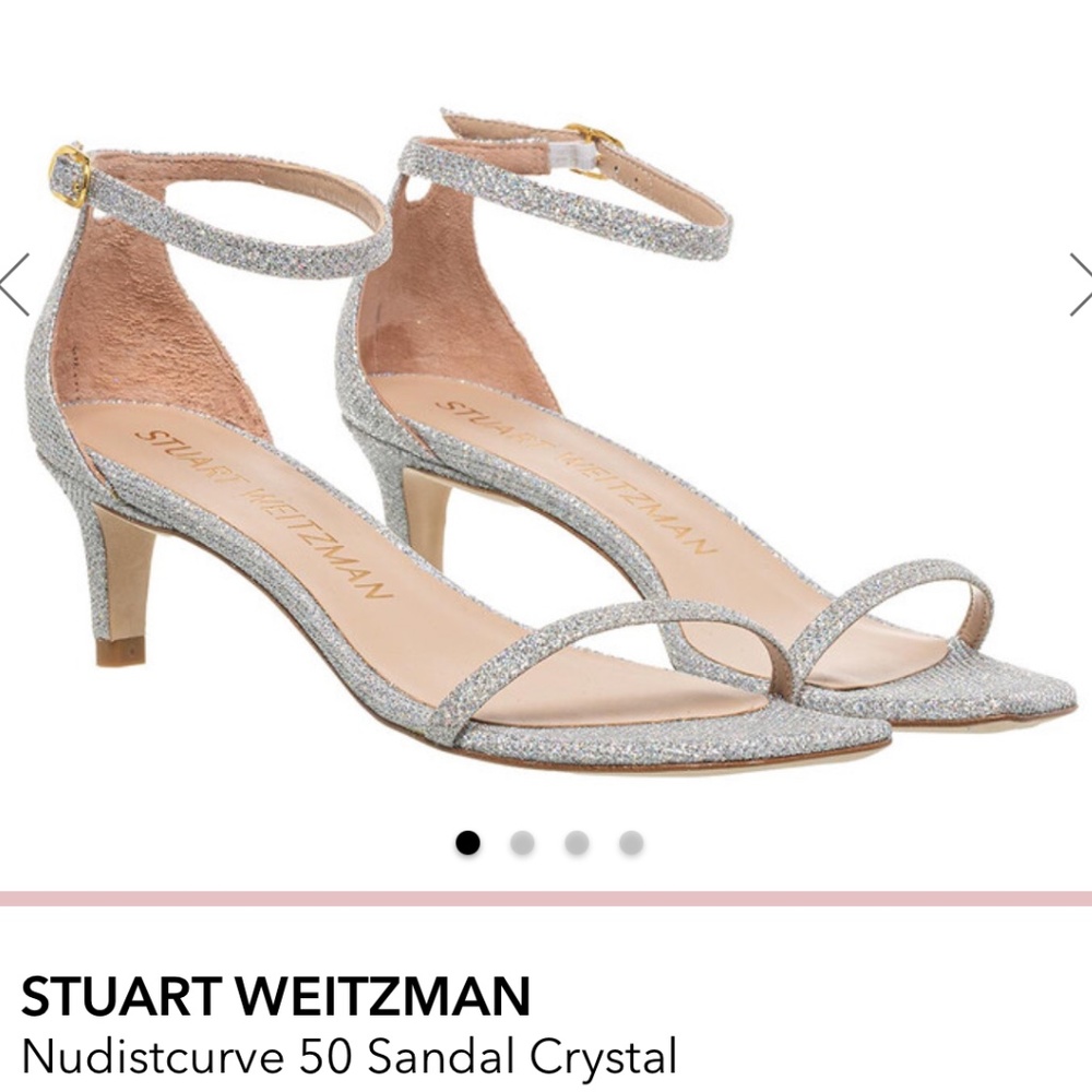 Worn Once: STUART WEITZMAN Nudistcurve 50 Sandal Crystal - Size 37.5 / 7B
